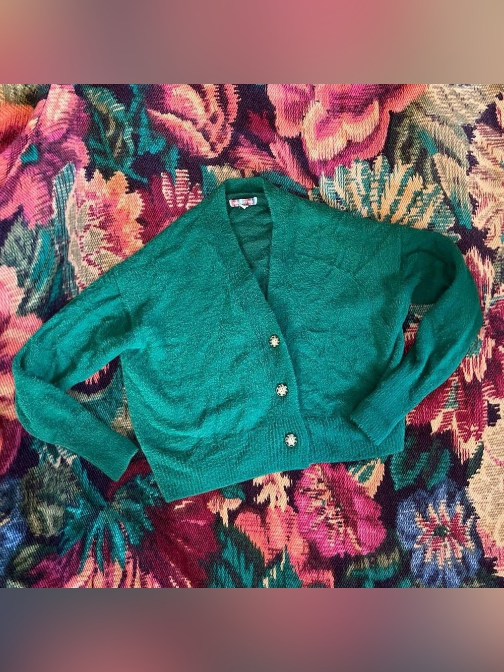 Urban Outfitters • Turquoise Fuzzy Oversized Cardigan Sweater
